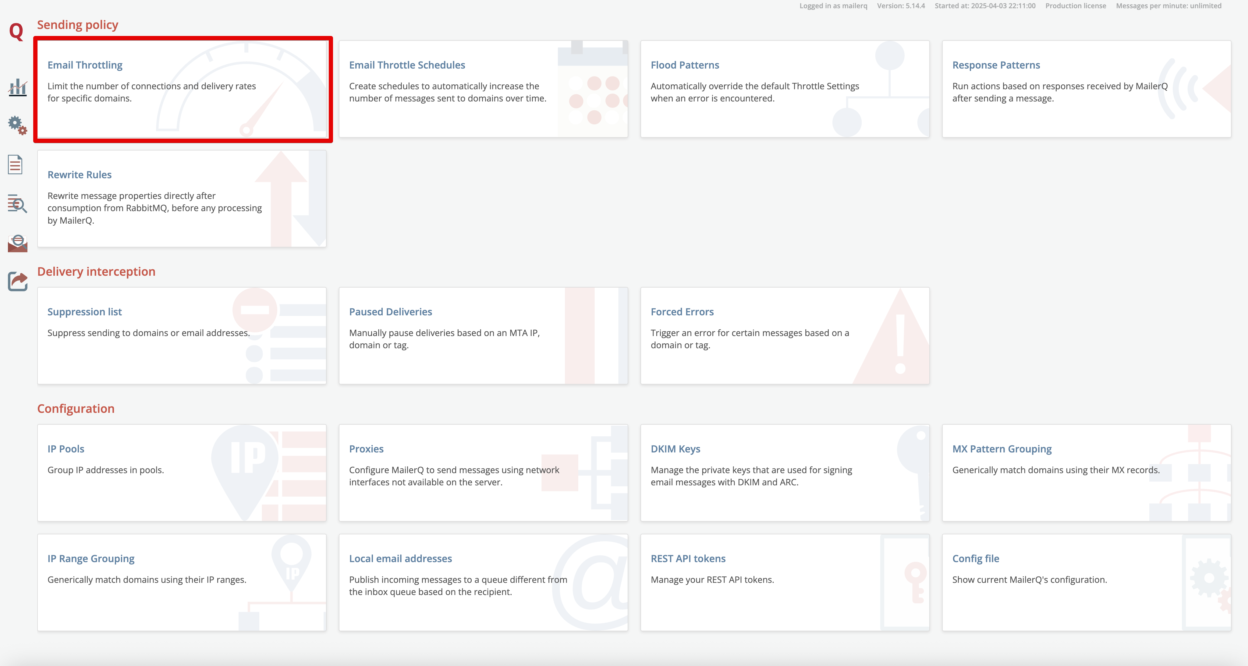Панель управления MailerQ