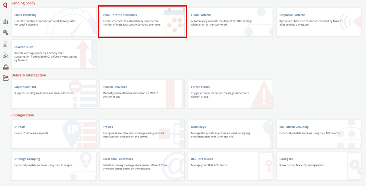 Email Throttle Schedules в MailerQ